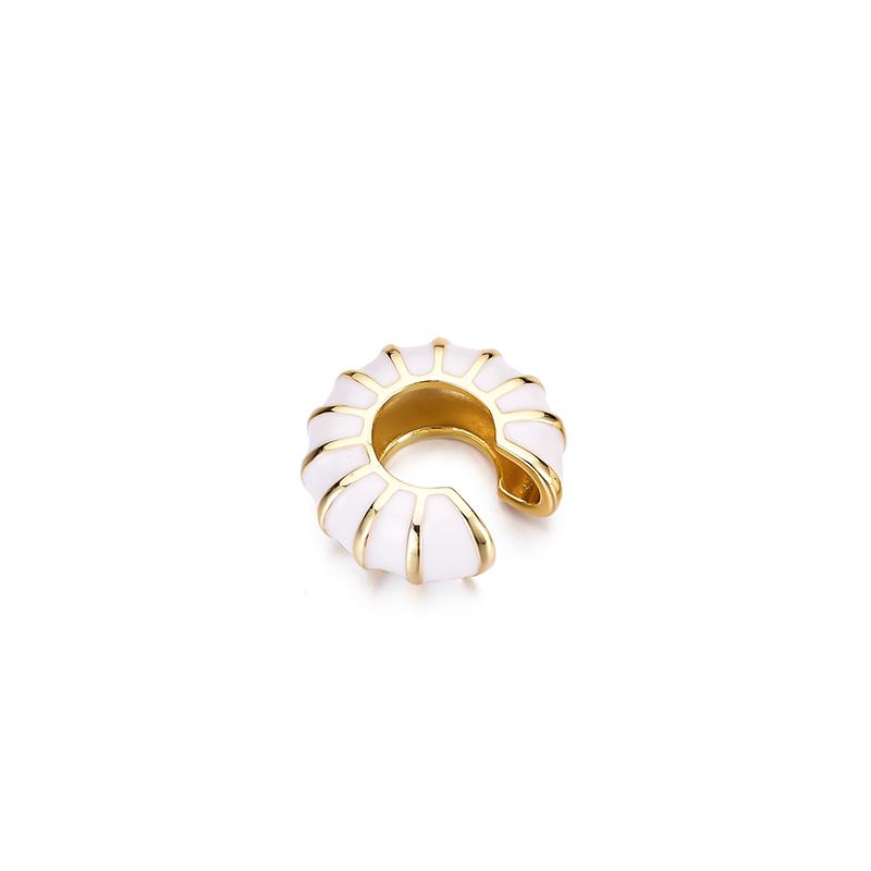 1 Piece Round Clip On Earrings Ear Cuffs Bohemian C Shaped Enamel Gold Color Zircon Non-Piercing Blue Black White Pink Earrings