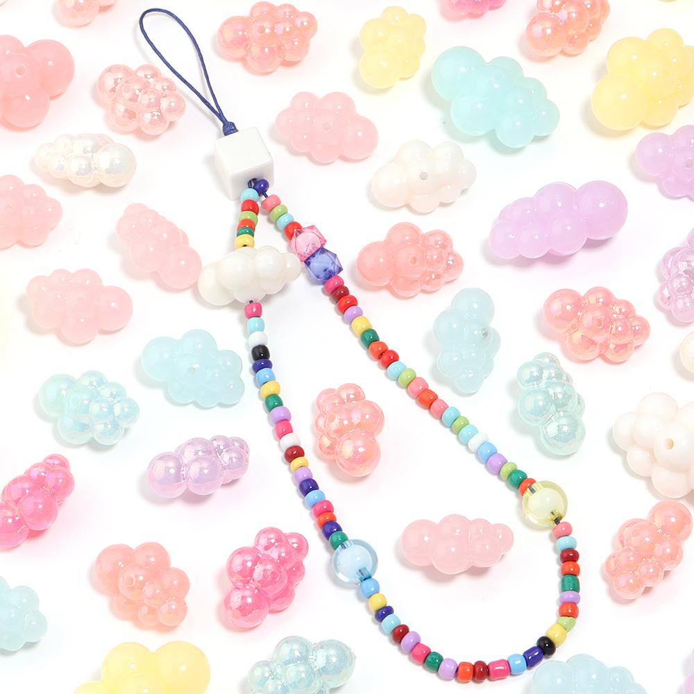 10/20pcs Cloud Shape Acrylic Beads Cute Jelly Color Loose Spacer Beads For Jewelry Making DIY Bracelets Phone Key Chain Supplies