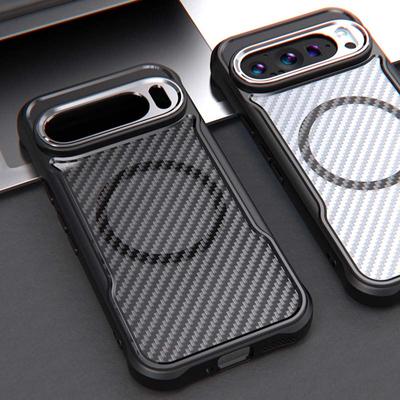 Pro Google Pixel 9 Pro XL Pro Magsafe Pouzdro na telefon z uhlíkových vláken Pro GOOGLE Pixel 9 Pro Bezdrátové nabíjení Magsafing Kryt Pro Pixel 8A 9 Pro XL Fundas