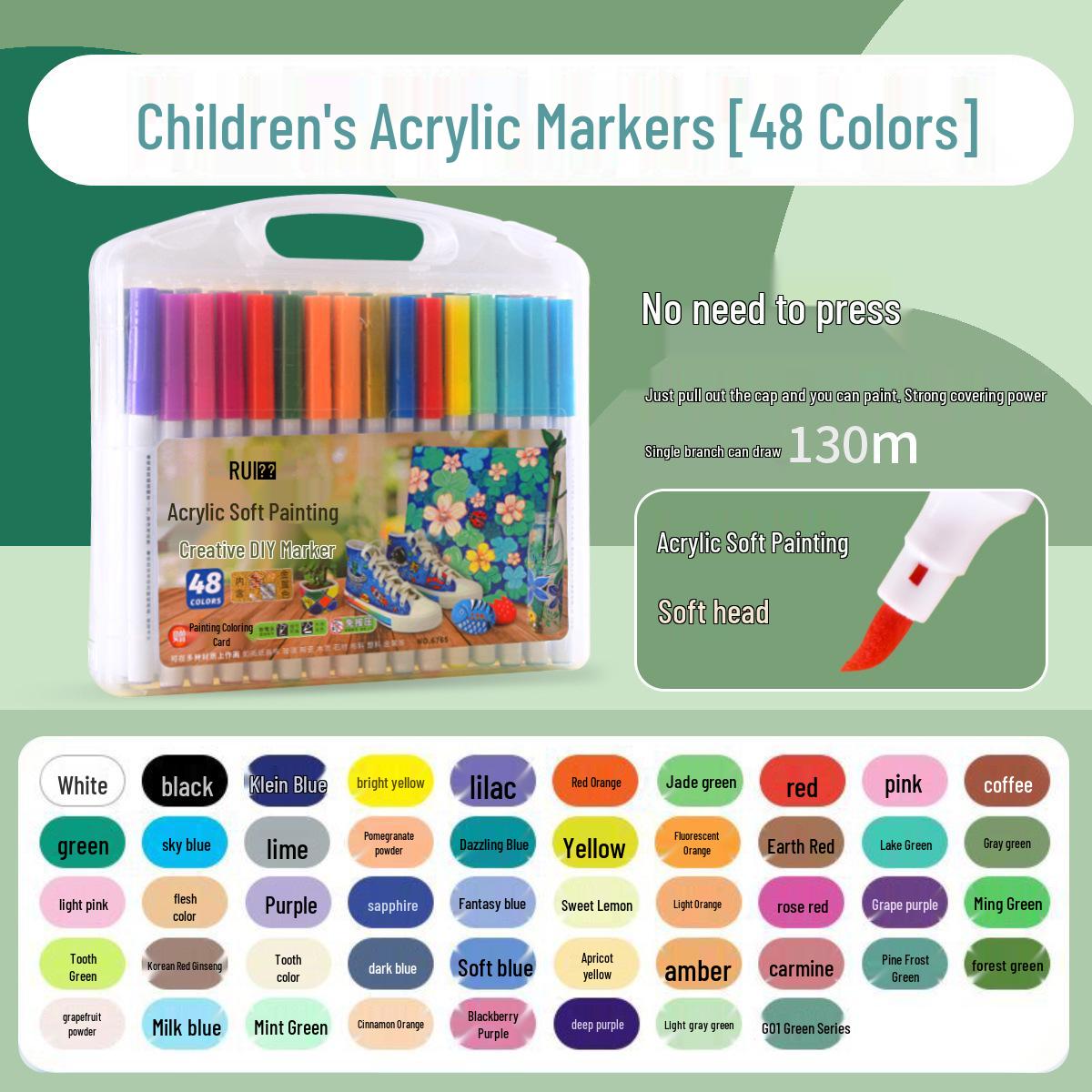 

48-цветный акриловый маркер с мягким наконечником для граффити и живописи