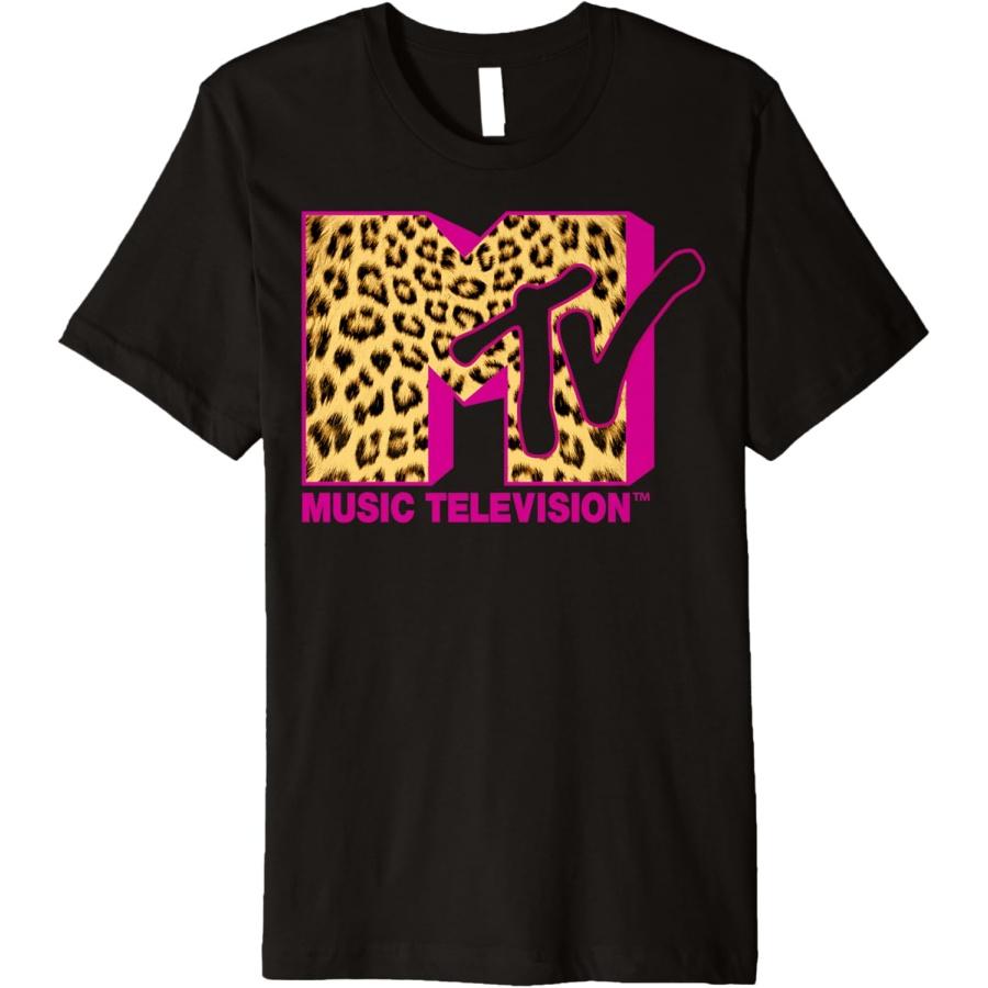 MTV Logo Leopard Print Premium T-Shirt