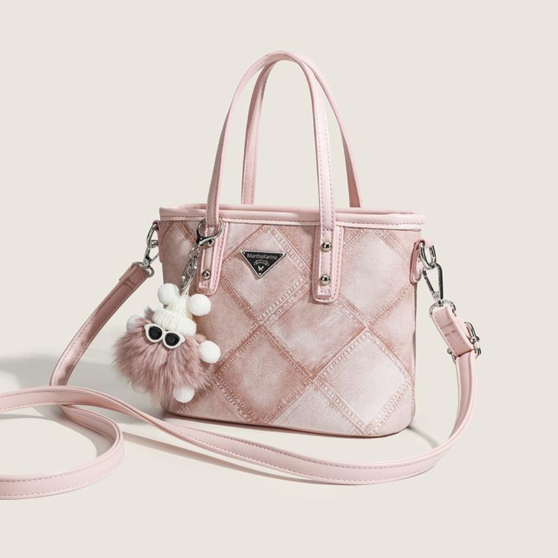 Niche Fashionable Ladies Hand-Carrying Tote Bag High-Value Fashionable Diamond Portable Bucket Bag All-Match Commuter Shoulder Bag