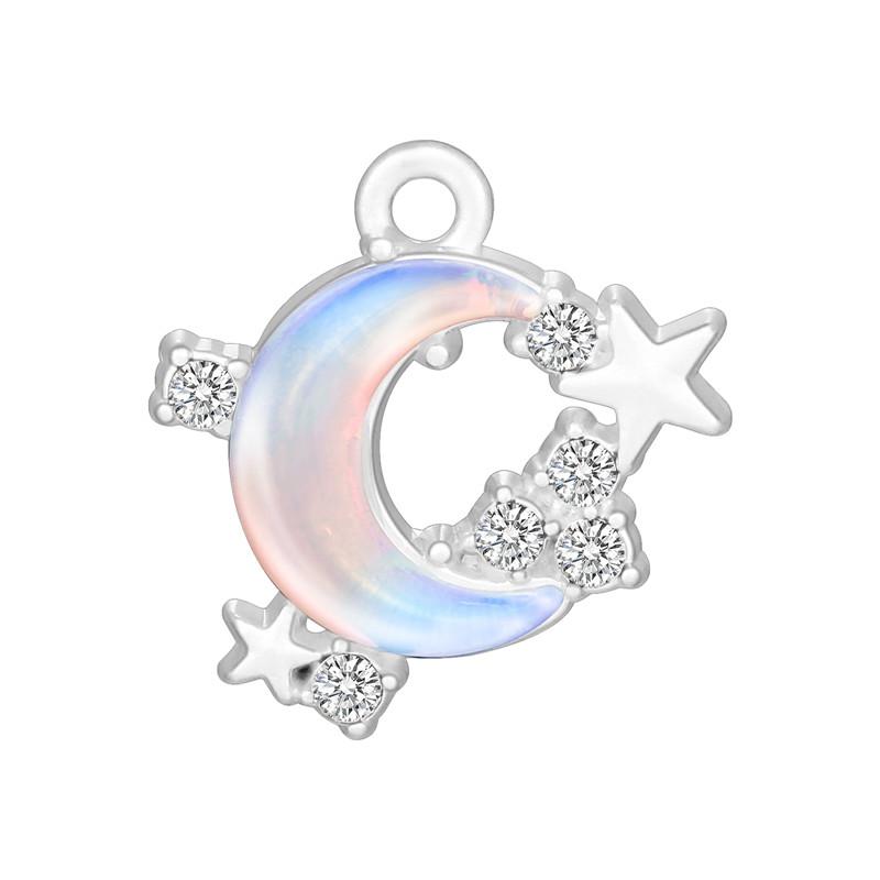 Stainless Steel Charms Crystal Zircon Cherry Moon Star Heart Bow Knot Sun Pendant Beads For Jewelry Making Woman DIY Accessories