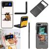 Cute Cartoon Capybara Phone Case For Samsung Z Flip 7 6 5G Galaxy Z Flip4 Z Flip5 Z Flip3 Coque Black Hard PC Shell Protective C