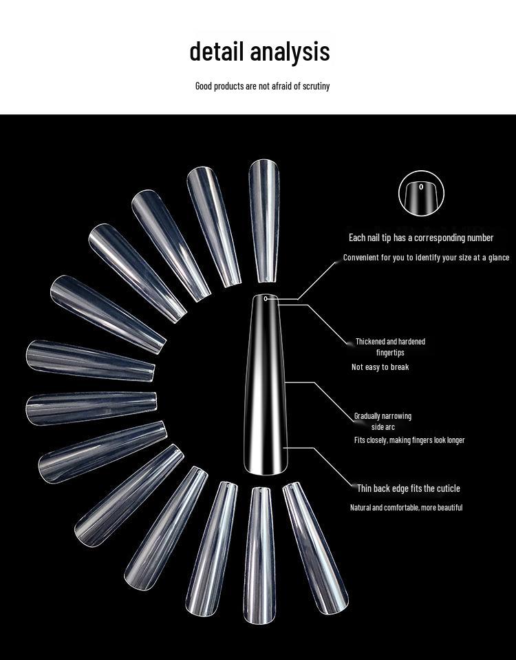 Extra Long Transparent XXL Ballet Trapezoid Nail Tips with Stickers
