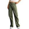 Damen lockere lässige High-Waist gerade Hosen mit sechs Taschen Cargo-Hosen