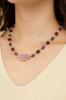 [Malline] Natural Stone Pendant Short Necklace Lavender Amethyst Crystal Healing Light Purple Made in Japan Handmade