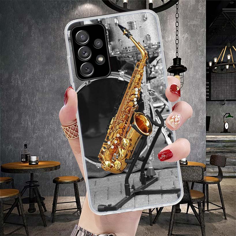 Music Saxophone Instrument Phone Case For Samsung Galaxy A13 A14 A15 A16 A17 A53 A54 A55 A56 A57 A33 A34 A35 A36 A37 A23 A24 A25