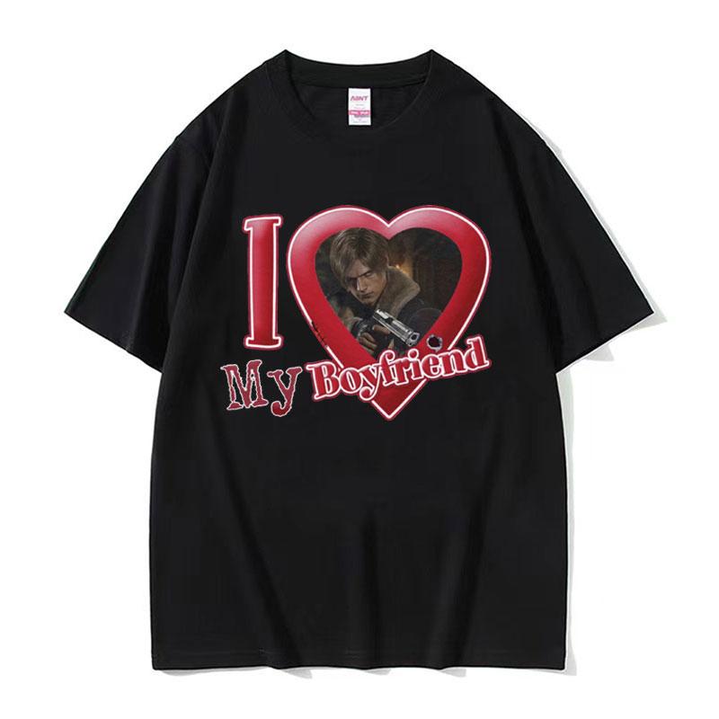I Heart Leon Kennedy Potisk Trička Pánské Dámské Oblečení Móda Vintage Tričko Pánské Oversized Bavlna Krátký Rukáv Tričko Top