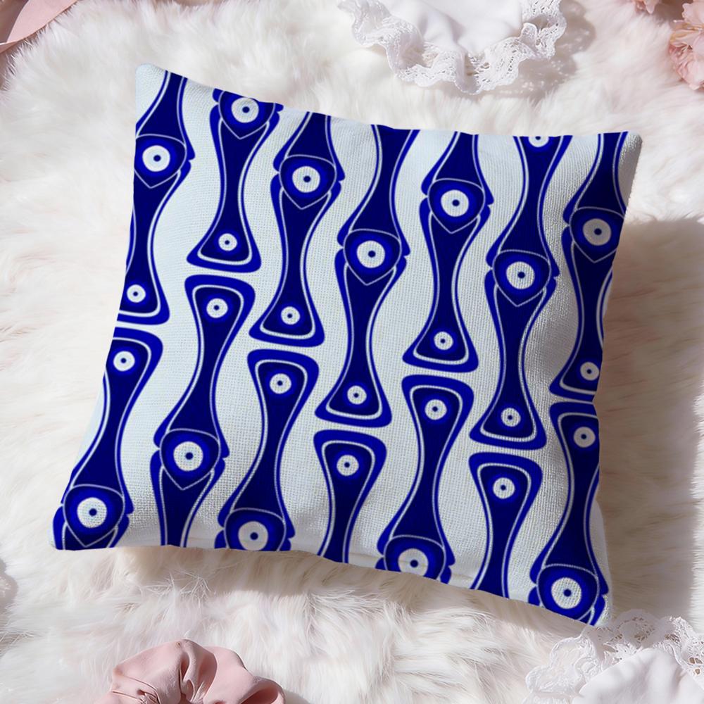 Art Evil Eye Symbol Cushion Cover Premium Comfort Reversible Pillow Cove -Two in One Design for Any Room & Car Interior