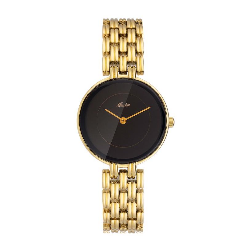 MISSFOX Middle East Fashion Simple Gold Black Disc Exquisite Waterproof Women's Quartz Watch Watch