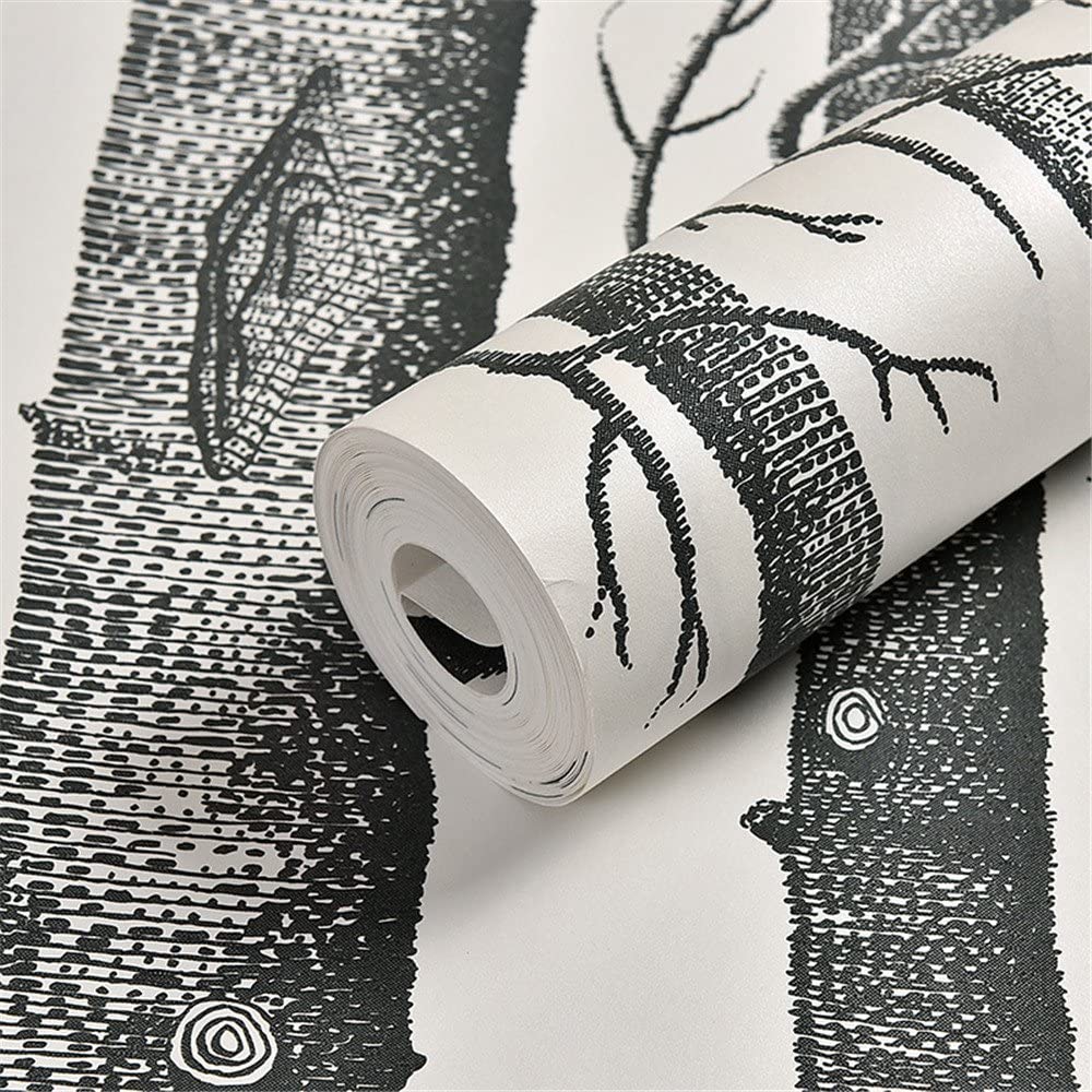 Birch Tree Peel and Stick Wallpaper Black White Self Adhesive Wallpaper Removable Contact Paper for Bedroom Living Room Decor