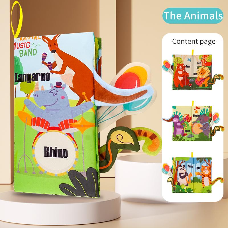 Touch and Feel Crinkle Book for 0+ Months Early Development Interactive Soft Toy for Baby Strollers