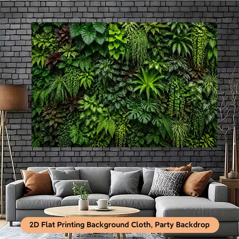 2D Tropical Mixed Green Plant Wall Monstera Fern Backdrop