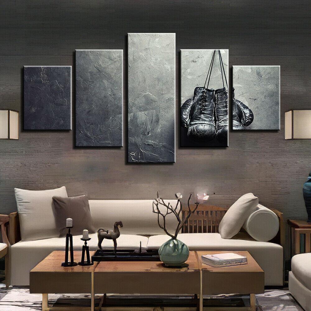 5Pcs Hanging Boxing Gloves Modern Decor Canvas Wall Art HD Print Paintings Home Decor No Framed Abstract Pictures