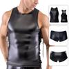 Men Sexy Wet Look Pvc Patent Leather Shiny Boxer Brief Lace Up Side Fetish Shorts Hot Pants Tops Underwear Lingerie Outfit