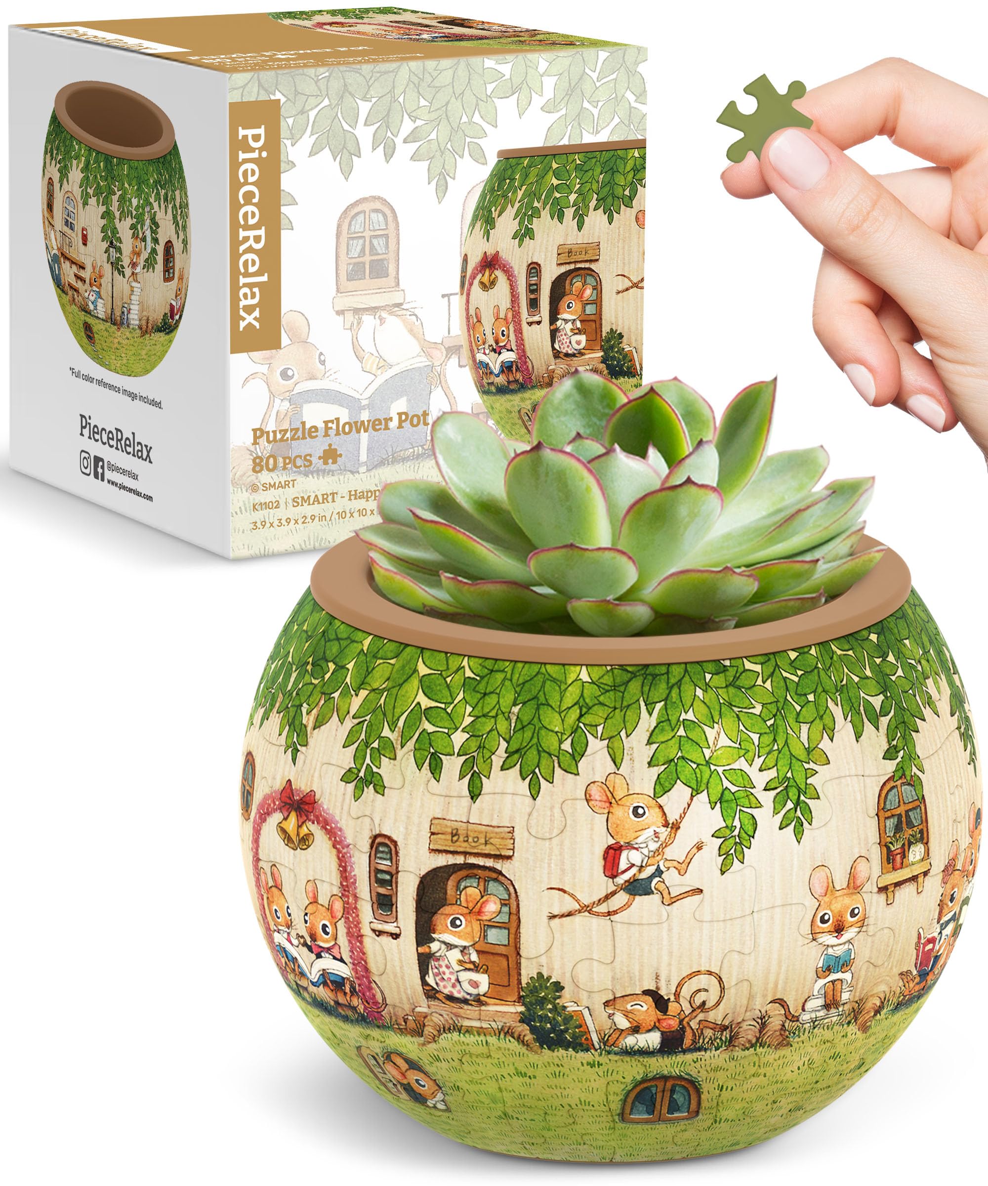 

PieceRelax 80 деталей Пластиковый 3D-пазл в виде цветочного горшка [SMART Fun Reading Group of Rys] (10X10X7см) Детский подарок держатель для ручек конфеты жестяная банка внутренняя
