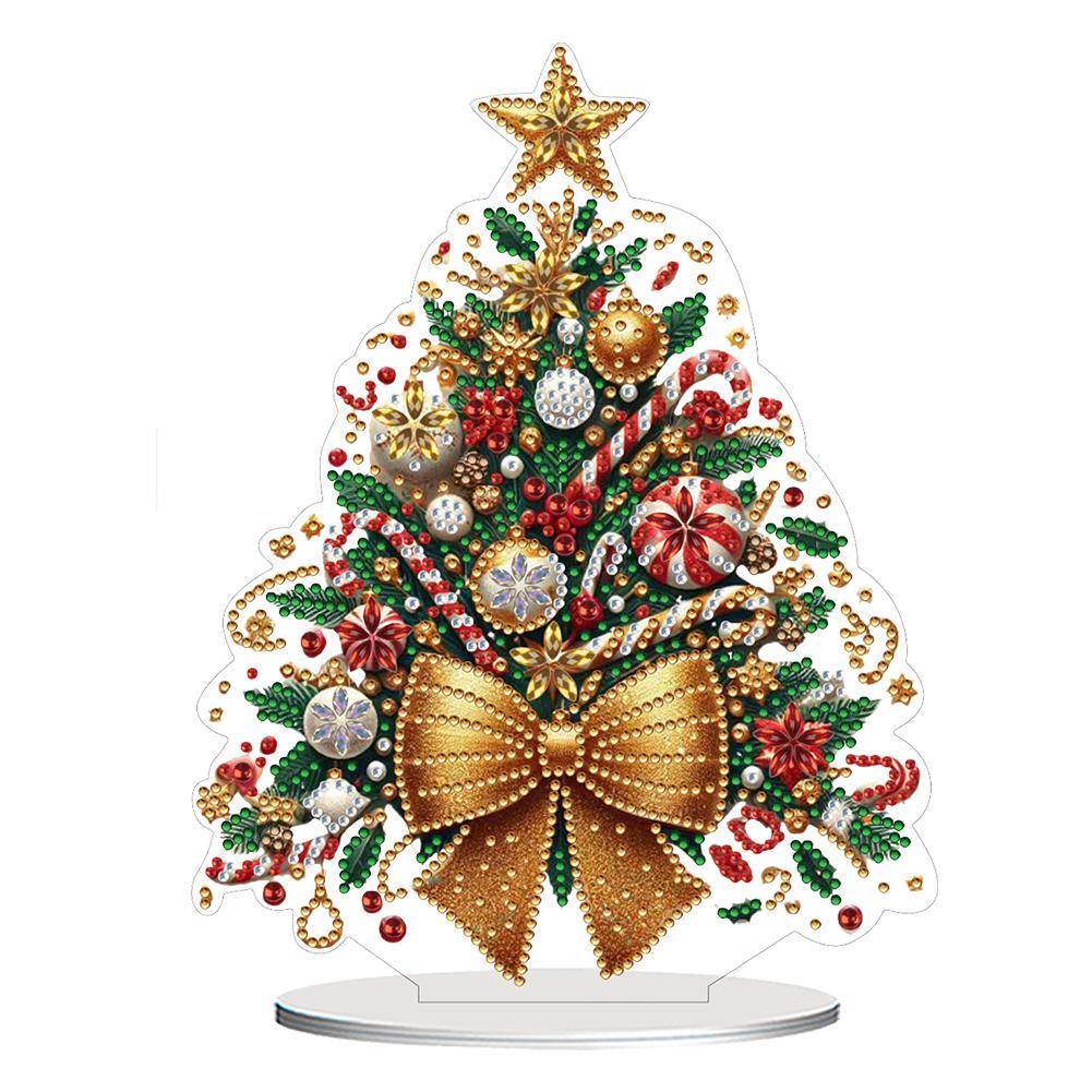 

2D/Flat Christmas Tree DIY Desktop Diamond Art Kits 5D DIY Diamond Art Tabletop Decorations Diamond Painting Desktop Decorations