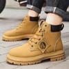 Fashion Men High Top Ankle Boots Spring Winter Comfortable Warm Platform Leather Shoes Motorcycle Lace-up Men Shoes Botas Hombre