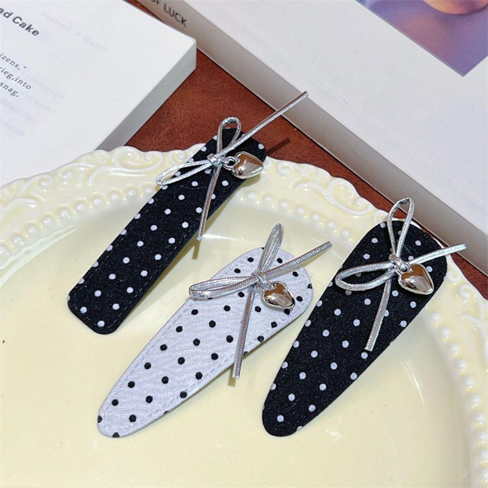 Pince BB Élégante à Nœud Séparation Latérale Pois Pois Pince Design Polyvalent Pince à Cheveux Française Accessoires de Mode