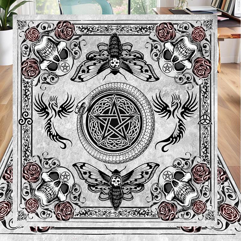 Gothic Moth And Skulls Office Rug Chair Mat, Entryway Carpet, Suitable for Front Door, Bedroom, Living Room, Desk, Holiday Gift