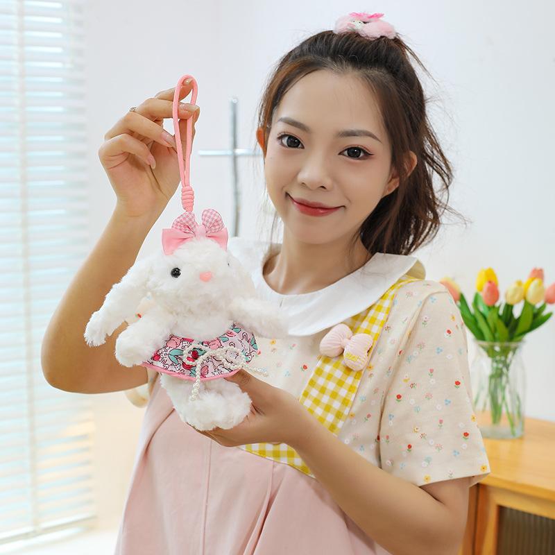 Popular Flower Dress Princess Rabbit Pendant Cute Long-eared Rabbit Keychain Girls Bag Boutique Pendant Doll