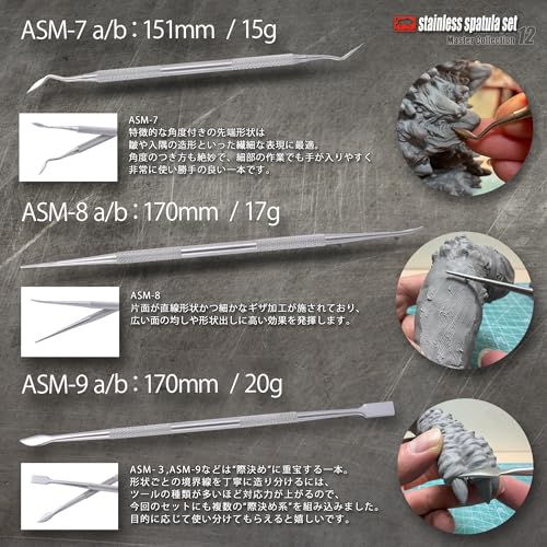 [Supervisado por un escultor profesional] juego de espátulas de acero inoxidable de 12 piezas aurochs para arcilla, masilla, figuras y Sculpey.