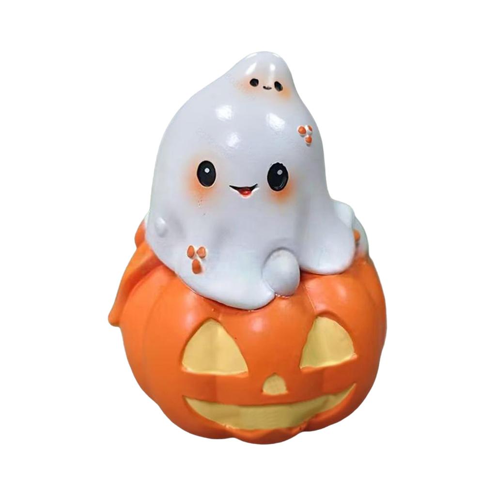 Halloween Ghost Pumpkin Ornament Resin Halloween Spooky Ghost Statue for Home Office & Party Decor
