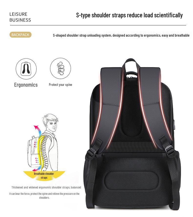 Large-Capacity Men's Backpack, High-End Women's Travel Backpack, Trendy Commuter Schoolbag, Waterproof Laptop Bag
