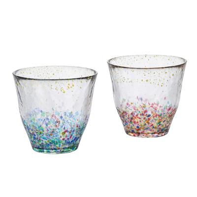 ADERIA Tsugaru Vidro Rock Glasses MATSURI Gold Rimmed Rock Glass Pair Set 330ml Made In Japan Gift Box FS71565 Whiskey Shochu Glasses Stylish Gift for