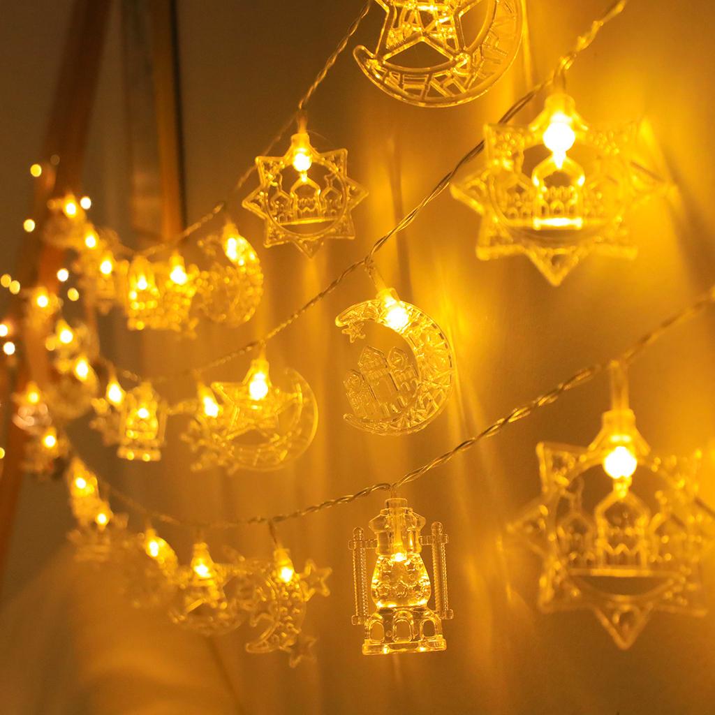 1.5M 10LED Eid Mubarak Star Moon Led String Light Ramadan Kareem Decoration for Home 2025 Islamic Muslim Festival Party Supplies
