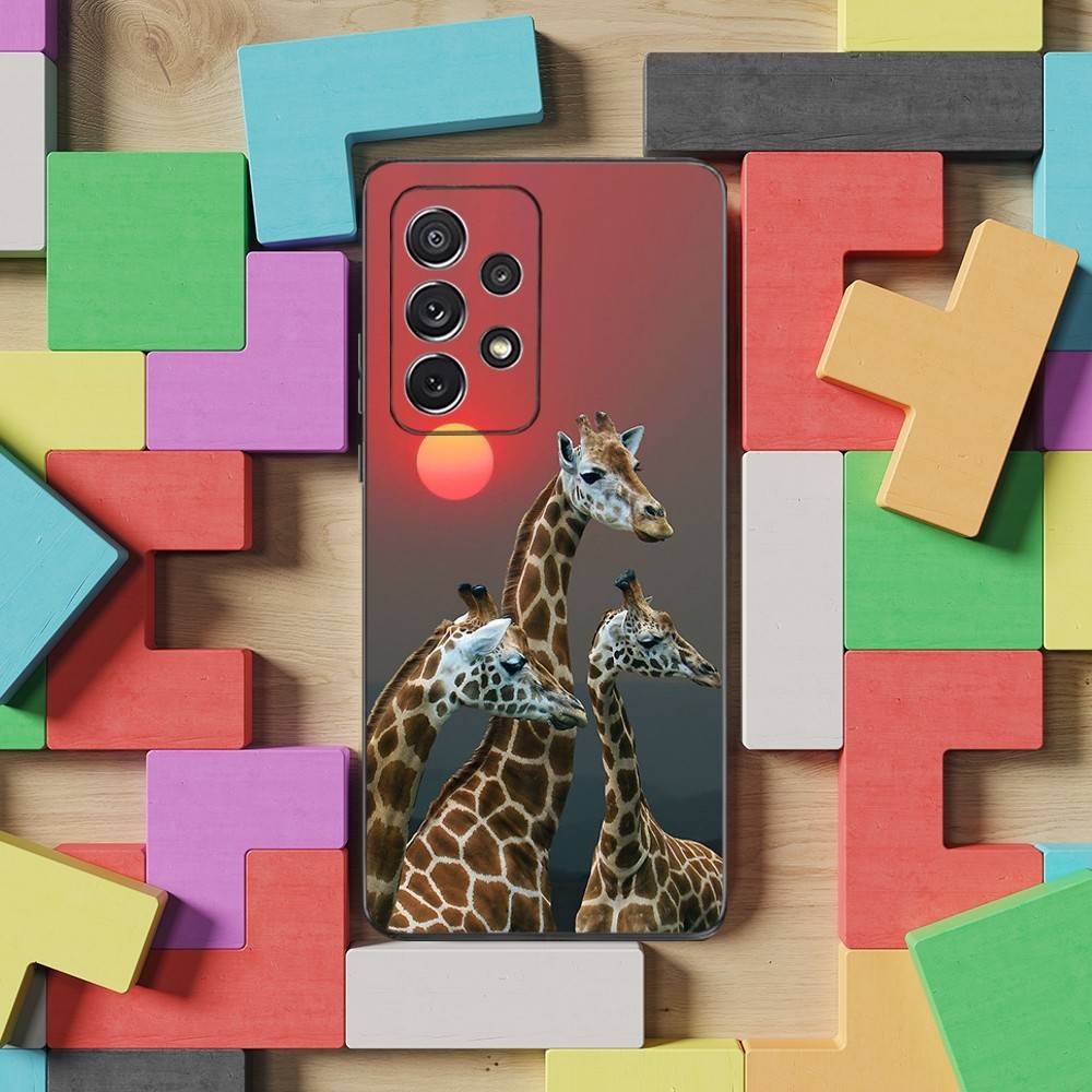 Animal Giraffe Cute Case For Samsung S22,S21,S9,S25,S24,S23,Ultra,FE,S20,S10,Plus,Lite,Soft Silicone Black