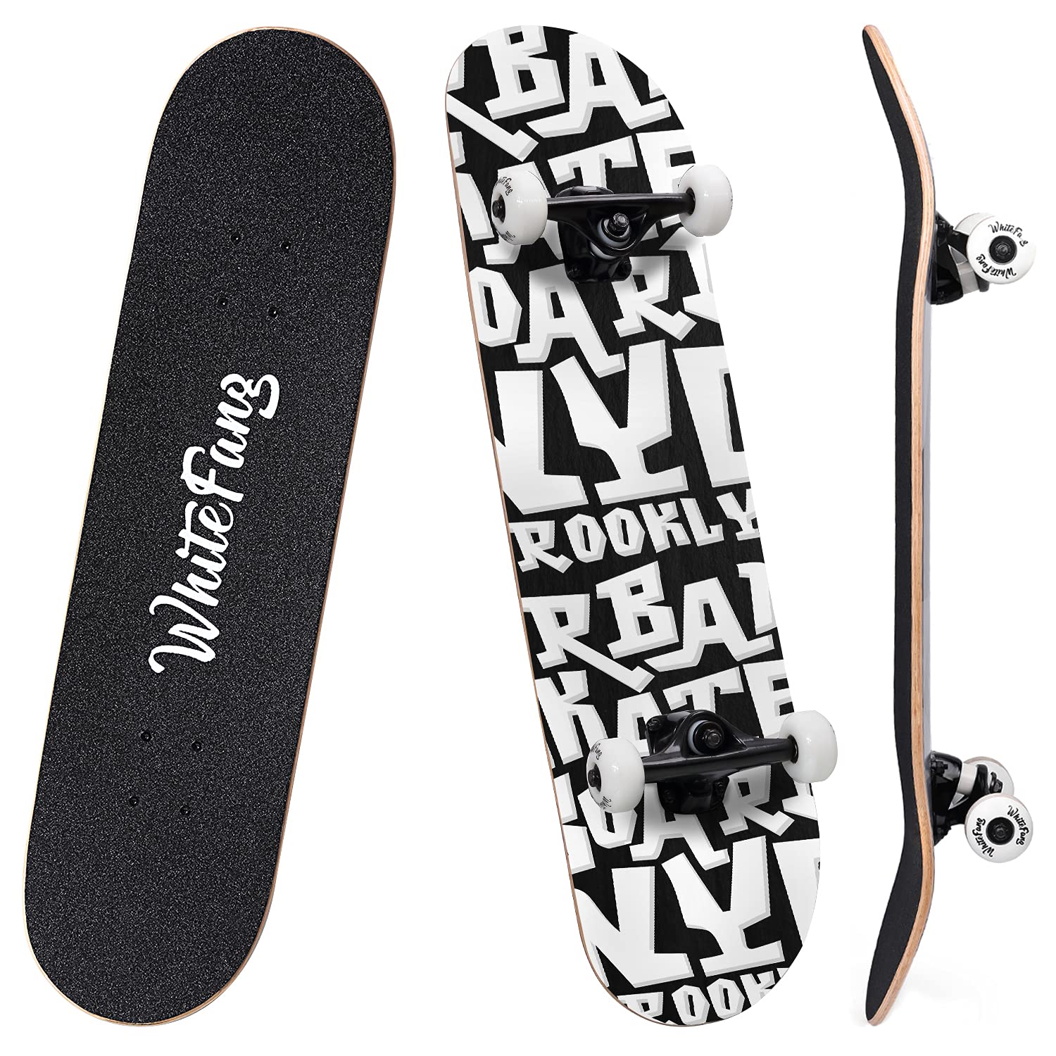 WhiteFang Skateboards for Beginners, Complete Skateboard