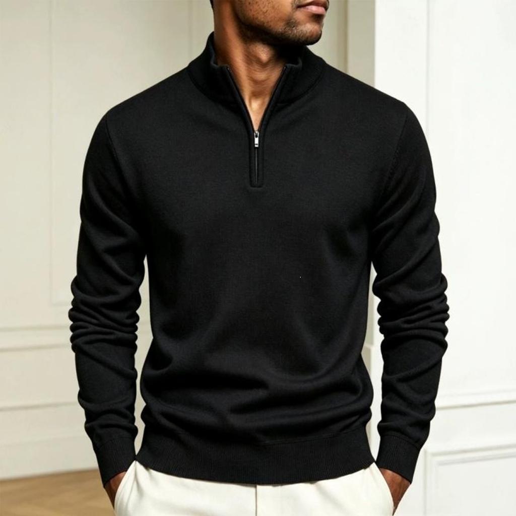 Men's 1/4 Zip Knit Pullover Casual Loose Fit Long Sleeve for Business Casual Wear