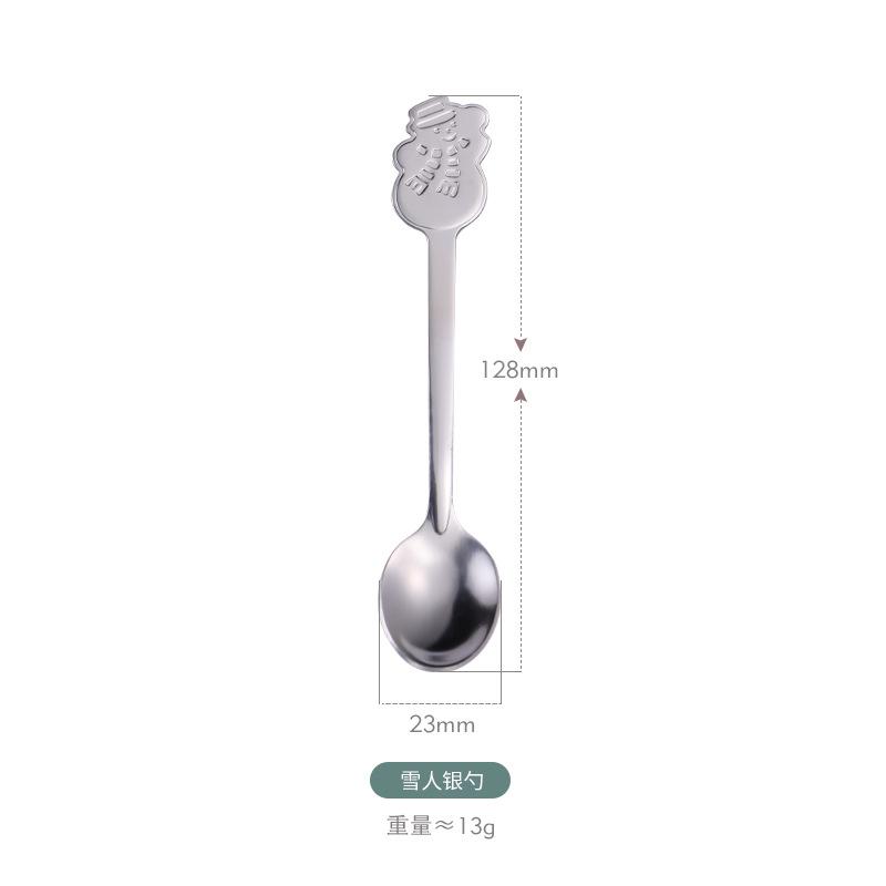 Christmas Spoon Gift Box Tableware Set Coffee Stirring Spoon Dessert Spoon Creative Cartoon Stainless Steel Christmas Spoon