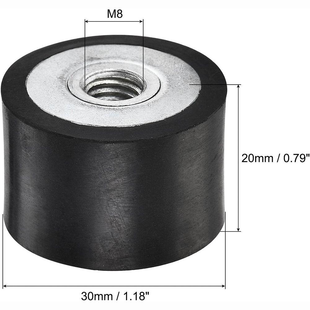 4Pcs Round Rubber Mounts Black Shock Absorber Female Vibration Isolator  Air Compressor