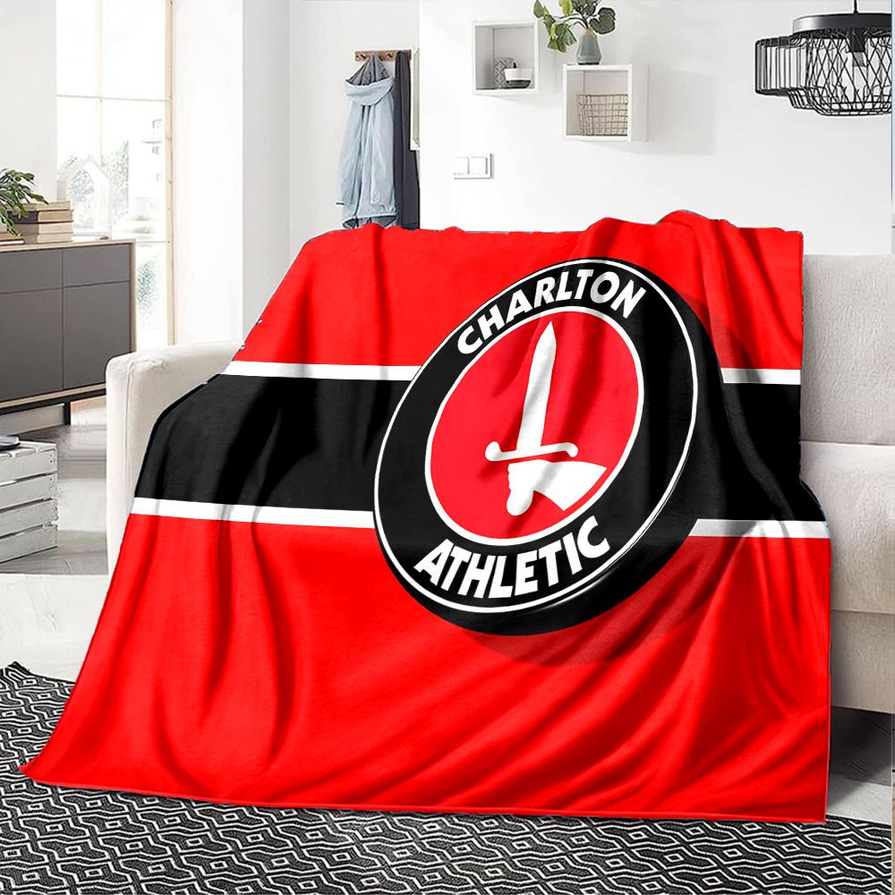 Charlton FC Crest Flannel Blanket, Soft Polyester, Modern Design, All-Season for Camping, Travel, Gifts for holidays or birthdays