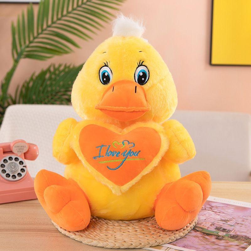 Adorable Cartoon Heart-shaped Duck Plush Pillow Cute Yellow And White Stuffed Toy