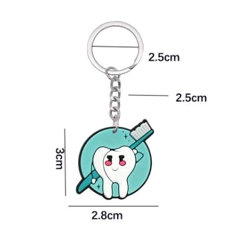 10 Pcs Dental Tooth Shape Model Simulation Keychain  Keyring Cartoon Lovely Girls Kids Gift Pendant Teeth Key Chain