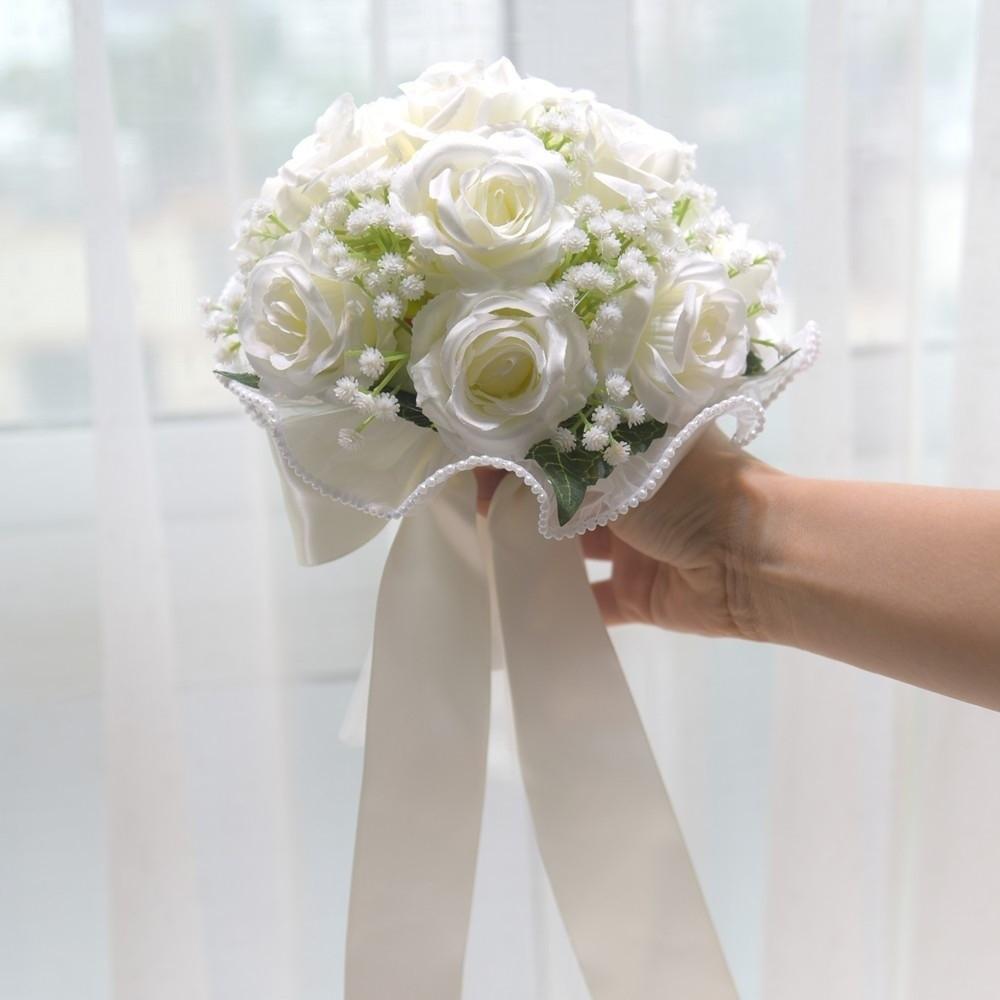 Artificial Silk Flowers Romantic Wedding Bouquets Exquisite White Rose Bouquet Valentine's Day