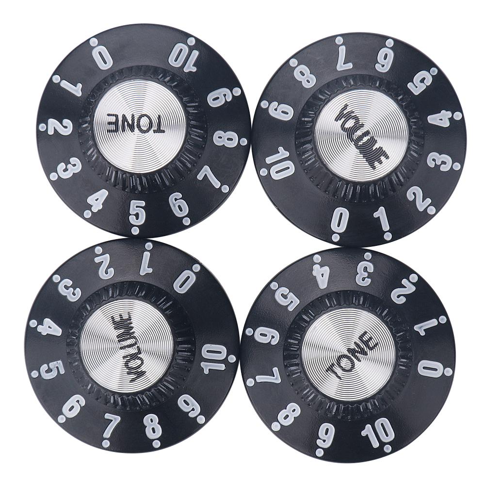 2T2V Electric Guitar Knobs Hight Hat Silver Reflector Volume Tone Speed Control Knob For Bass Guitar Accessories