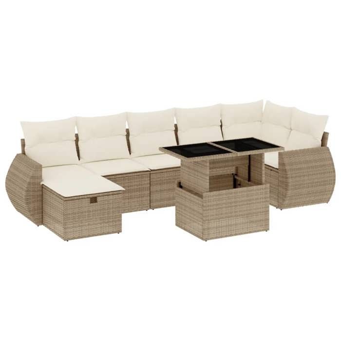 VidaXL Garden Lounge Set with Cushions 8 Pcs Beige Braided Resin 3275148