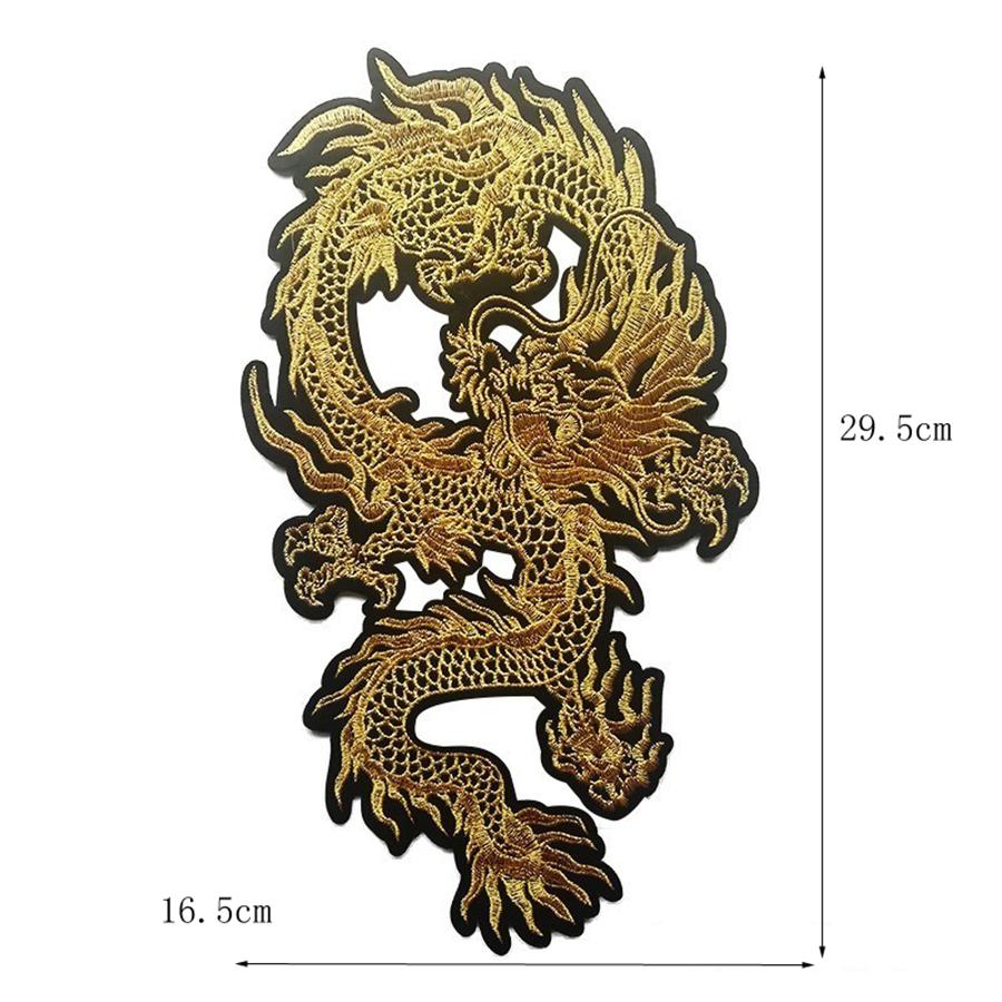 1Pcs Gold Dragon Embroidery Patches Applique Clothes Jeans Decoration