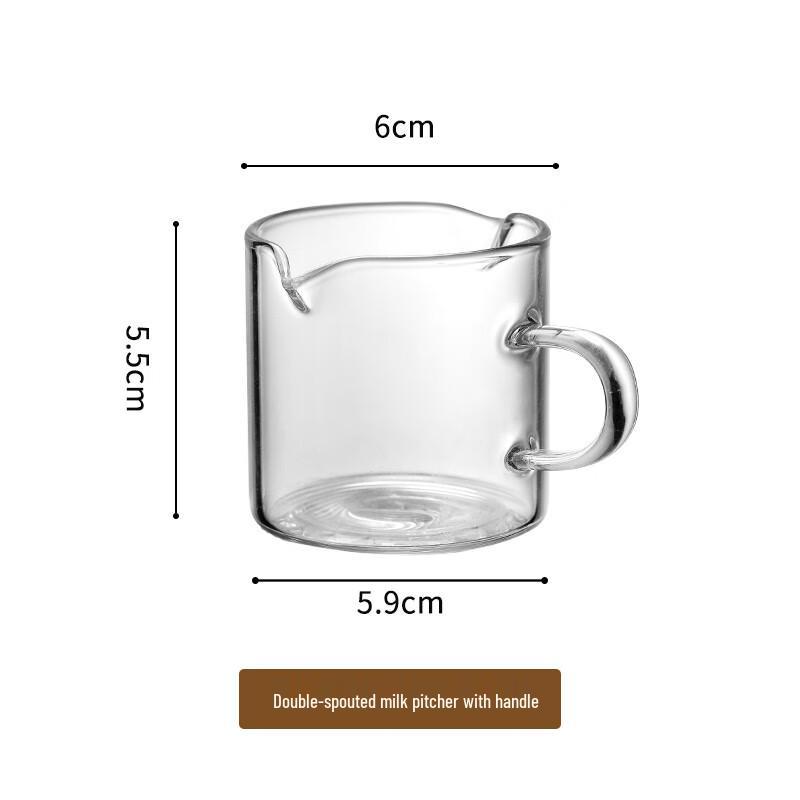 

Japanese Style Double Spout Glass Milk Creamer with Wooden Handle