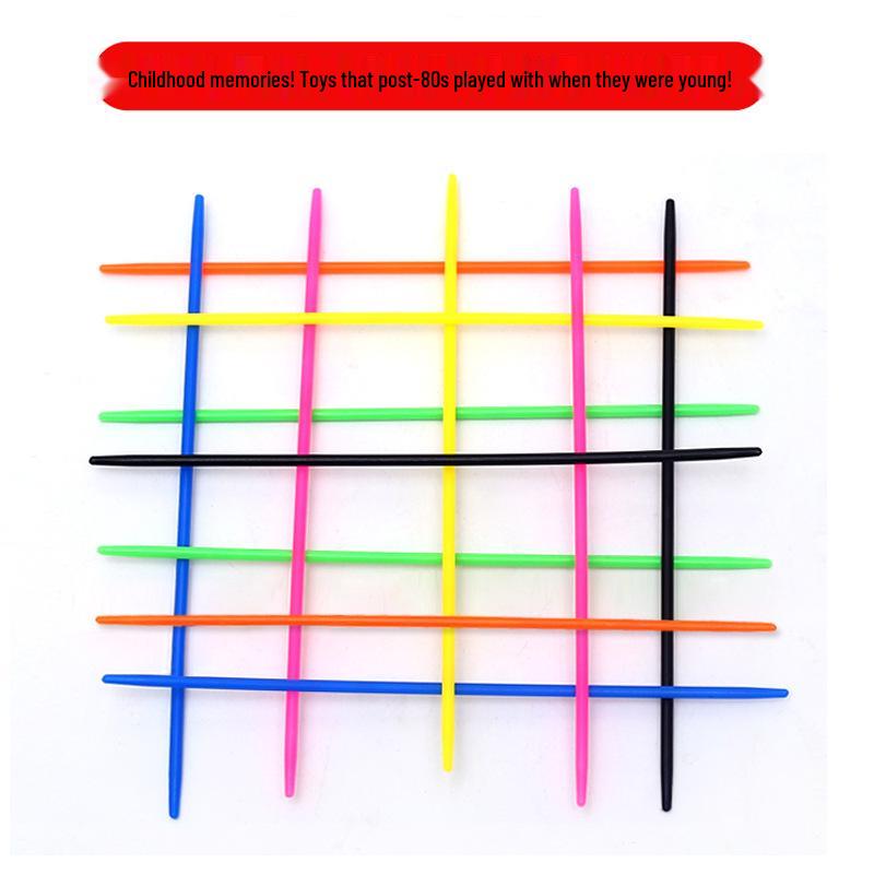 Retro 80s Pick-Up Sticks: Colorful Multiplayer Educational Toy for Kids and Parents