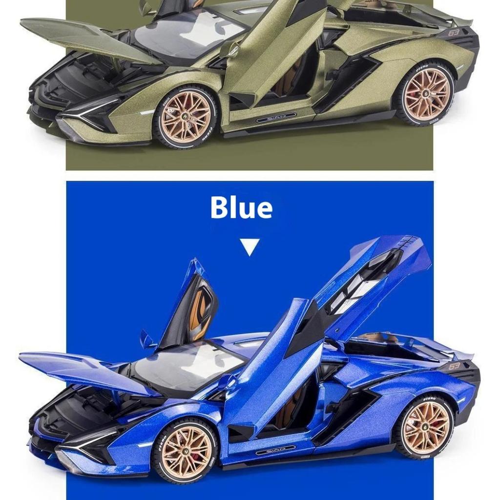 1/18 Lamborghini SIAN Lightning FKP37 Supercar Alloy Diecast Model Hight Simulation Sound Light Toy Holiday Gifts for Children Collection