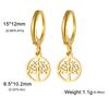 Tree of Life Round Drop Earrings Stainless Steel Hoop Earring Fashion Amulet Jewelry Birthday Gift for Women Girls