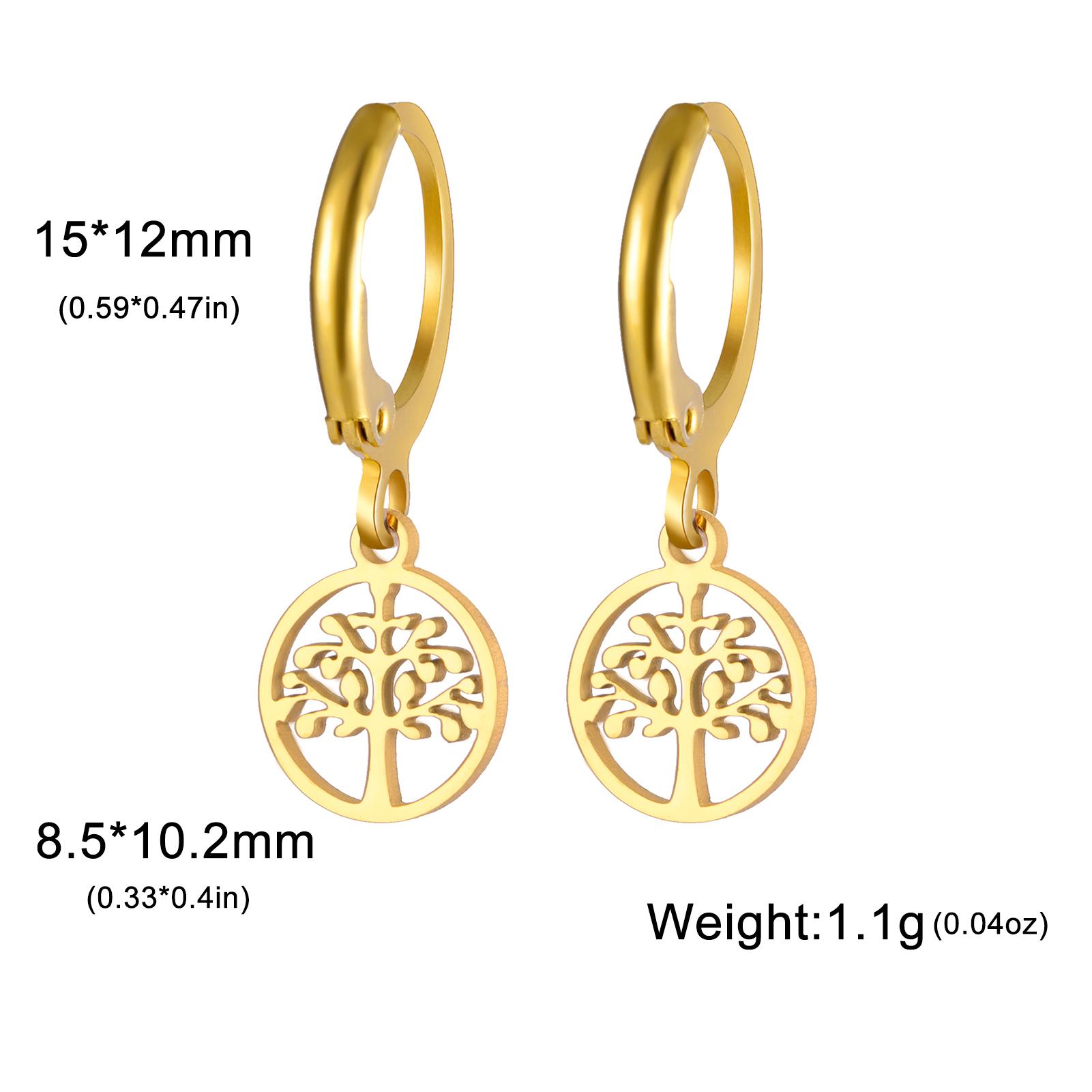 

Tree of Life Round Drop Earrings Stainless Steel Hoop Earring Fashion Amulet Jewelry Birthday Gift for Women Girls