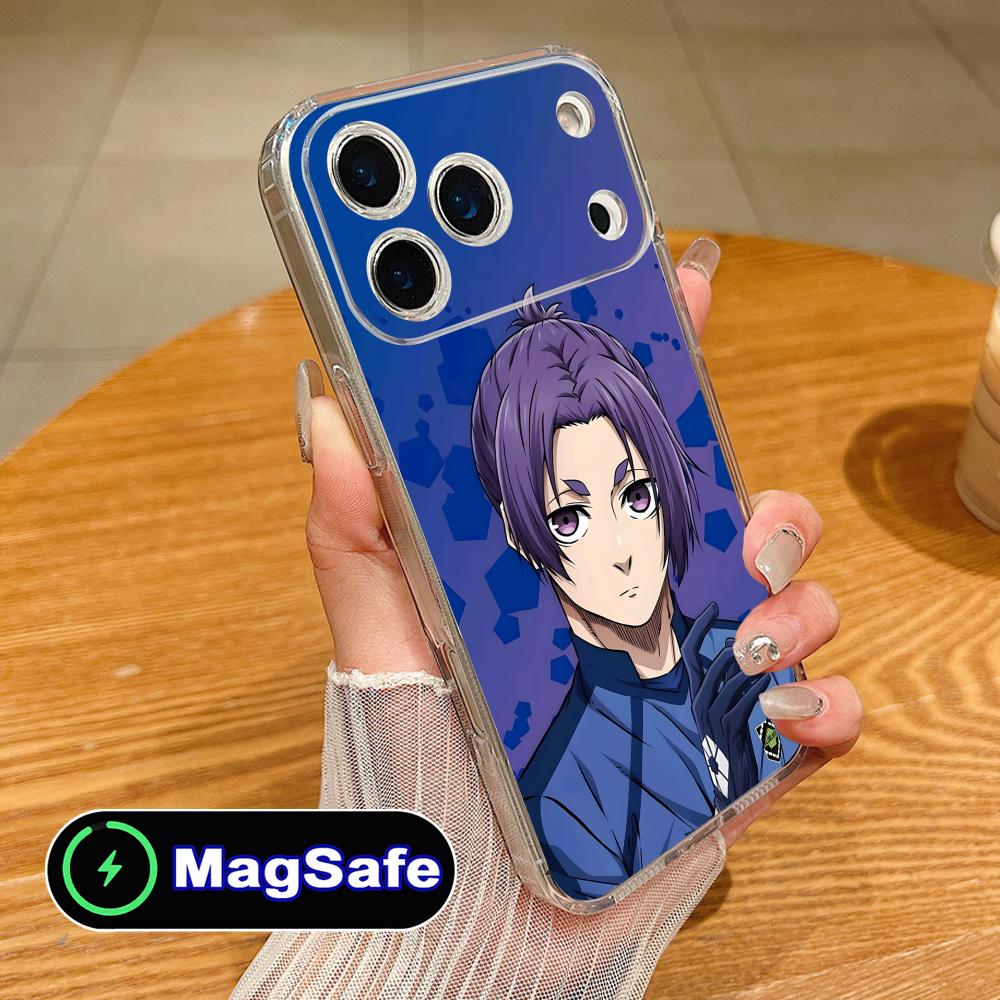 Blue Lock Reo Mikage Clear TPU Magsafe Mobile Phone Case for iPhone 17 16 15 14 13 12 11 Air Pro Max Plus Mini Colorful Cover