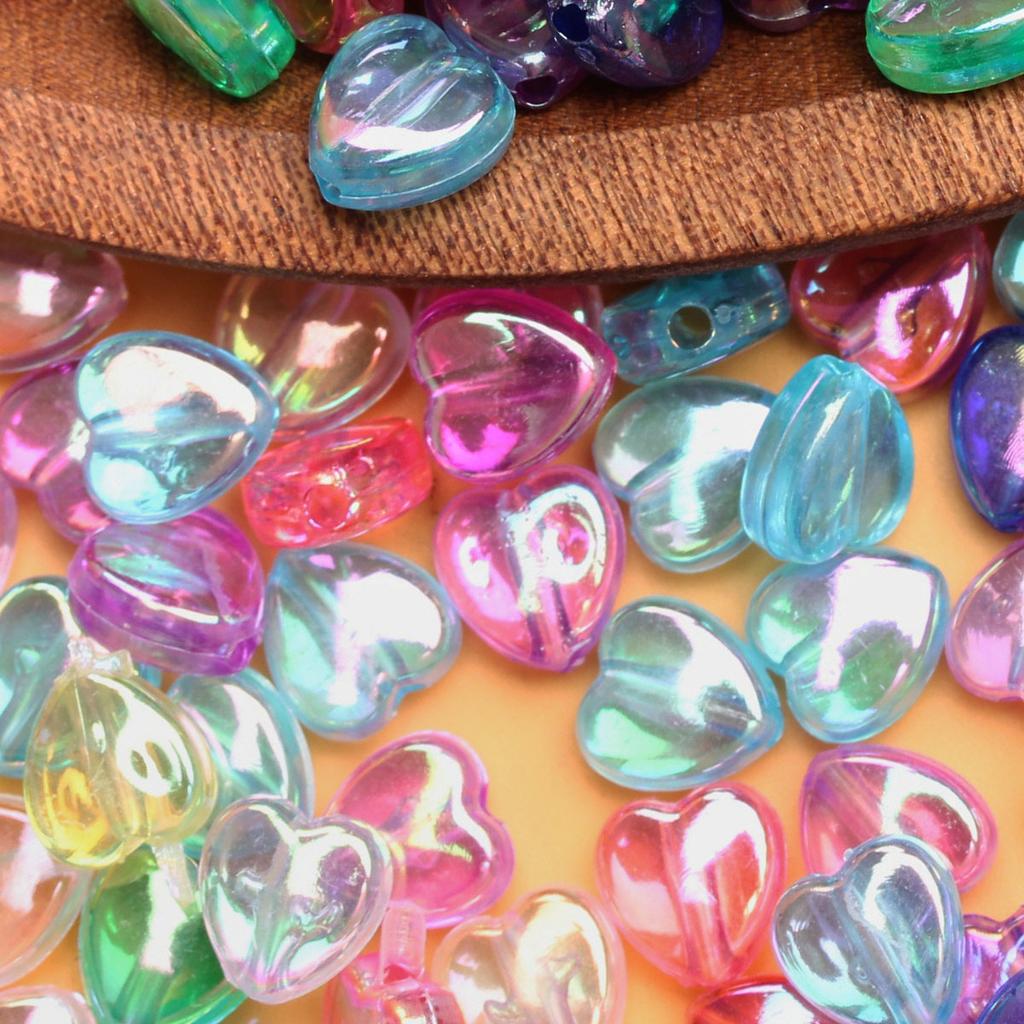 500g cca 2600ks Akrylové volné korálky Náramek Náušnice DIY Srdíčkové přívěsky Náhrdelník 8,5*9mm Korálky pro výrobu šperků